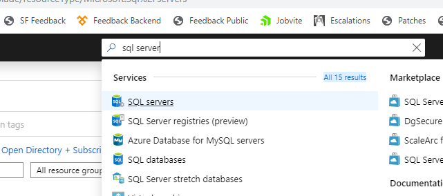 SQL Servers menu item SQL Servers menu item