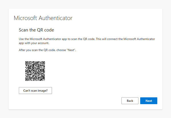 Scan QR Code - MS Auth app