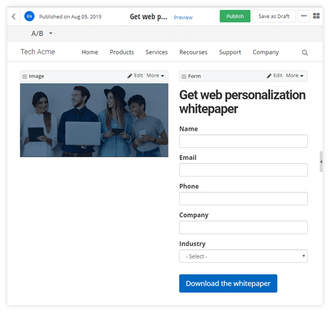 form-in-pages Add forms to campaign pages
