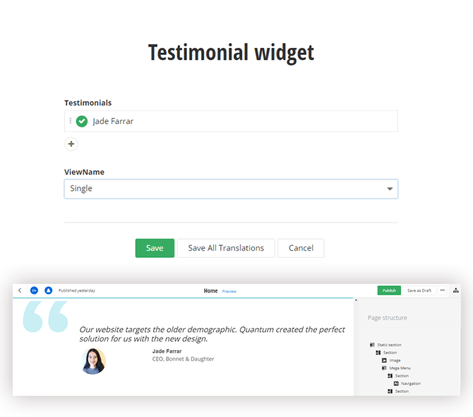 ASP.NET Core Testimonial Widget Designer ASP.NET Core Testimonial Widget Designer