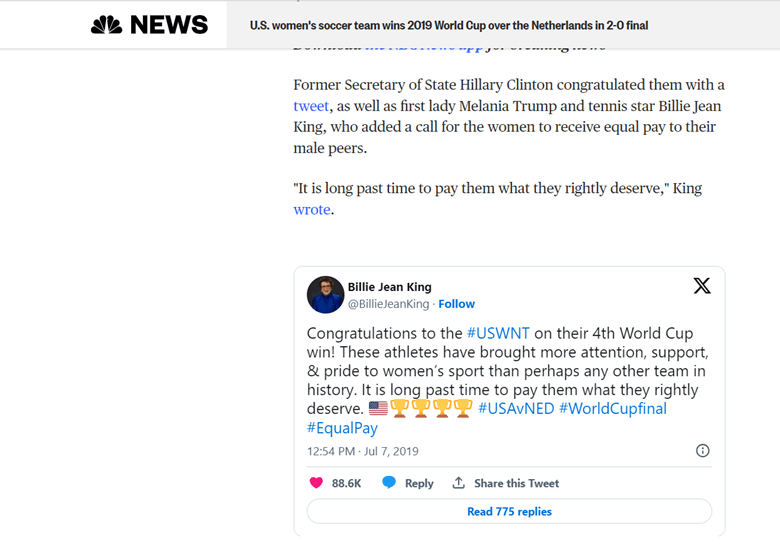 A screenshot of a social media post. NBC News.