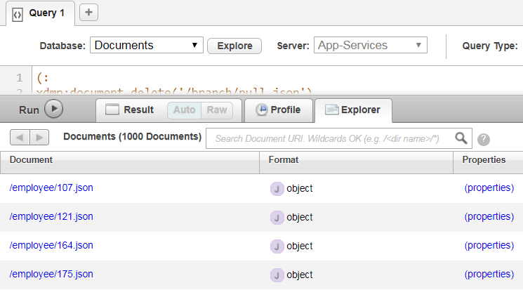 Relational rows inserted into Query Console as documents