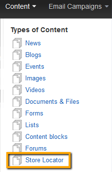 Content Store Locator Menu
