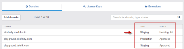 Sitefinity domains Sitefinity domains