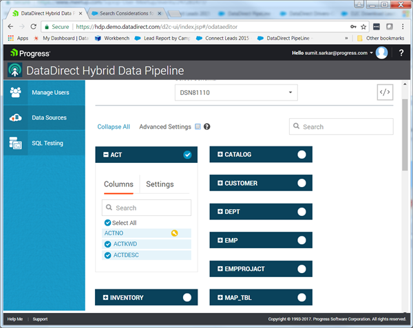 HDP-DB2z3 Select Tables and Columns for OData Endpoint