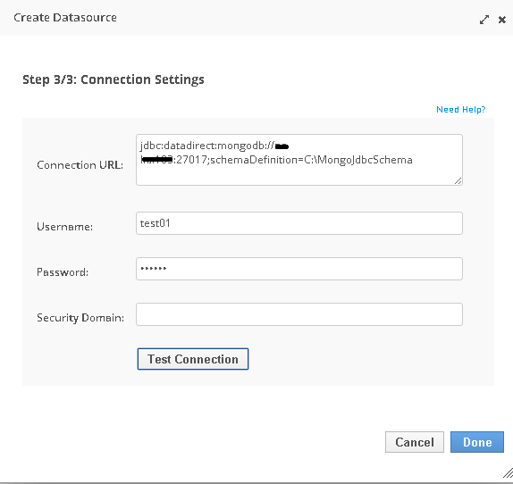 Provide the Connection URL and Username and Password Provide the Connection URL and Username and Password