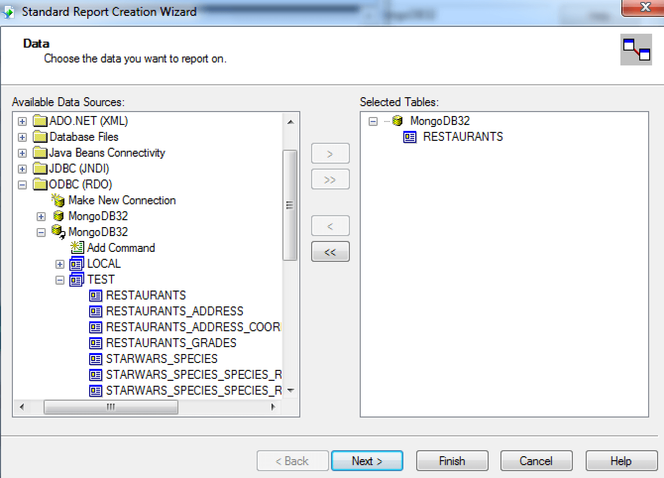 Select the Tables Select the Tables