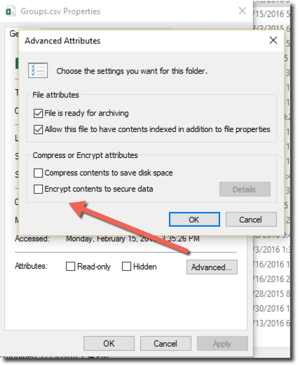 Shows how to encrypt the file using the GUI.