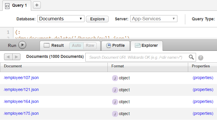 Relational rows inserted into Query Console as documents