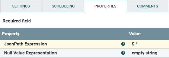 SplitJSON Processor Properties