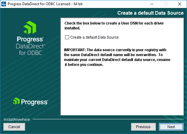 Create default datasource Create default datasource