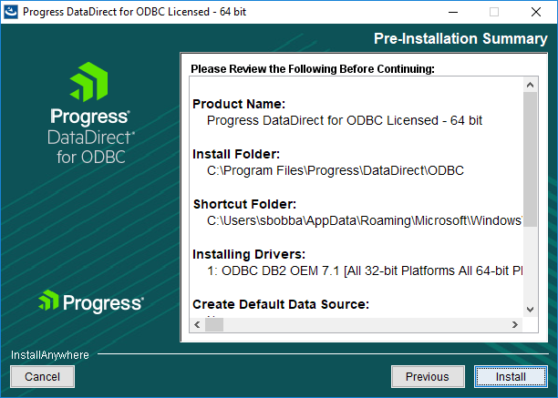 Pre installation summary Pre installation summary