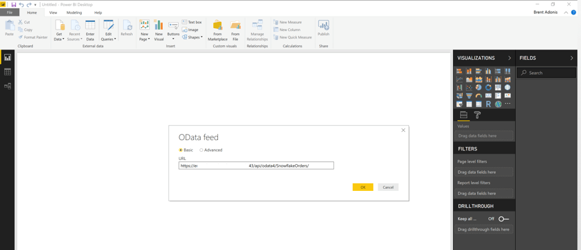 Copy the OData URI Copy the OData URI